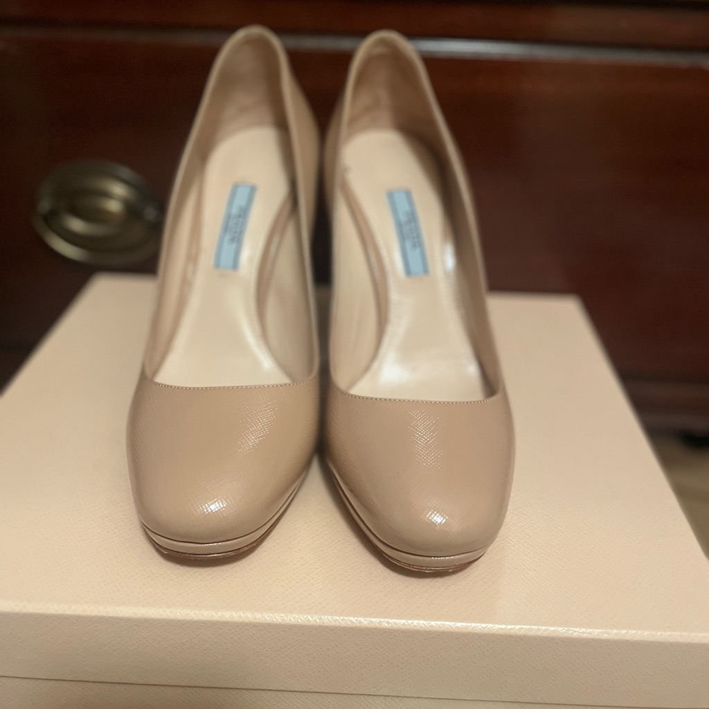 Prada Size 37.5 Nude Pumps Very Good Shape With Box And Dust Bag